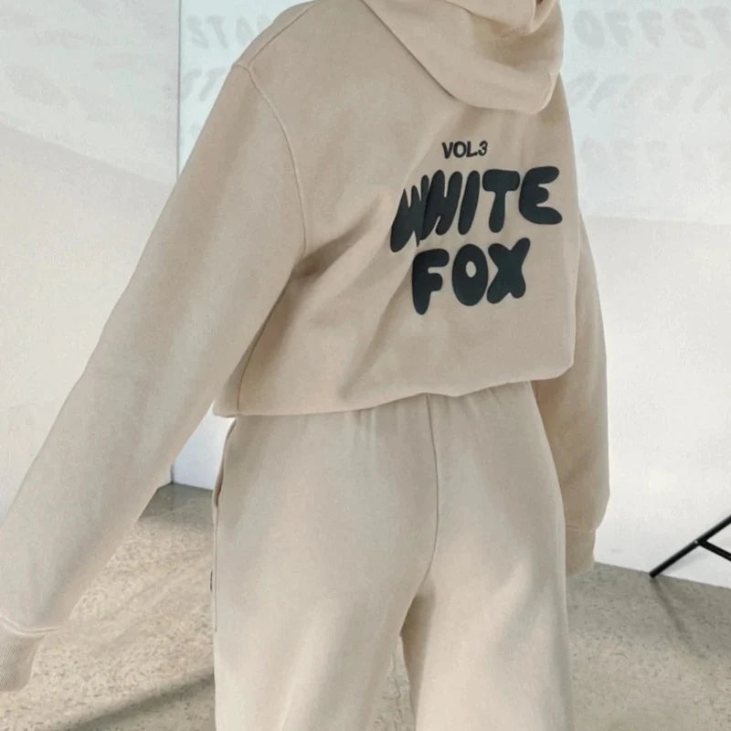 WHITE FOX TRACKSUIT SET (FREE SWEATPANTS)