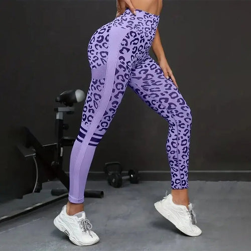 Purple Leopard Print Yoga Pants